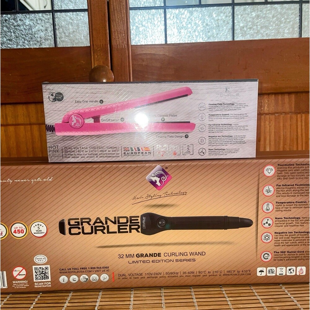 Cool Grande Tourmaline Curler Wand 32MM ⭐️ NIB Bonus Mini Royal Ceramic Iron 🎀 - Picture 5 of 9